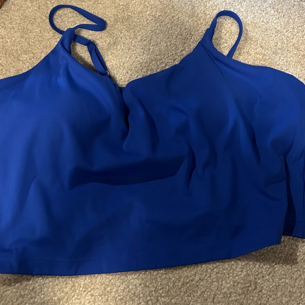 Athleta Varsity Blue Scoop Crop Tankini XL size a-c
